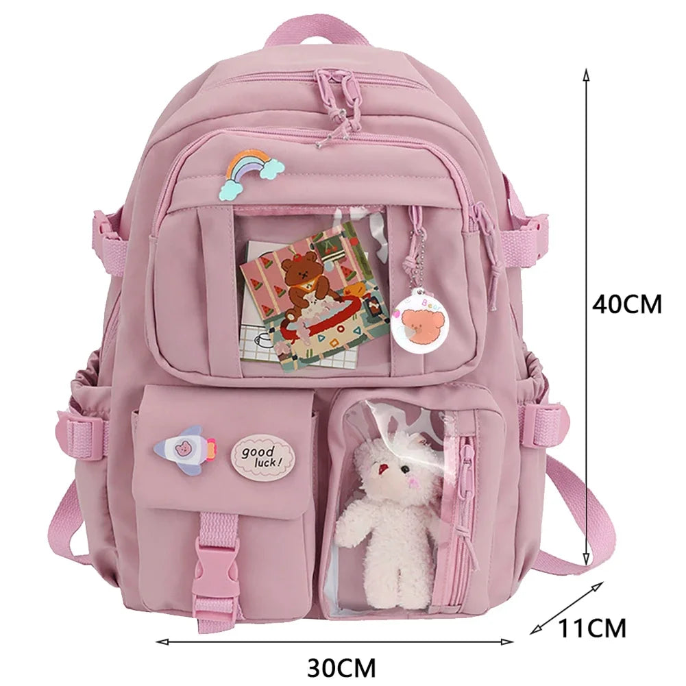 Sac à dos esthétique japonais pour filles, sacs d'école mignons pour étudiants, adolescentes, poches, sac à dos pour ordinateur portable Kawaii pour femmes, Harajuku Mochila