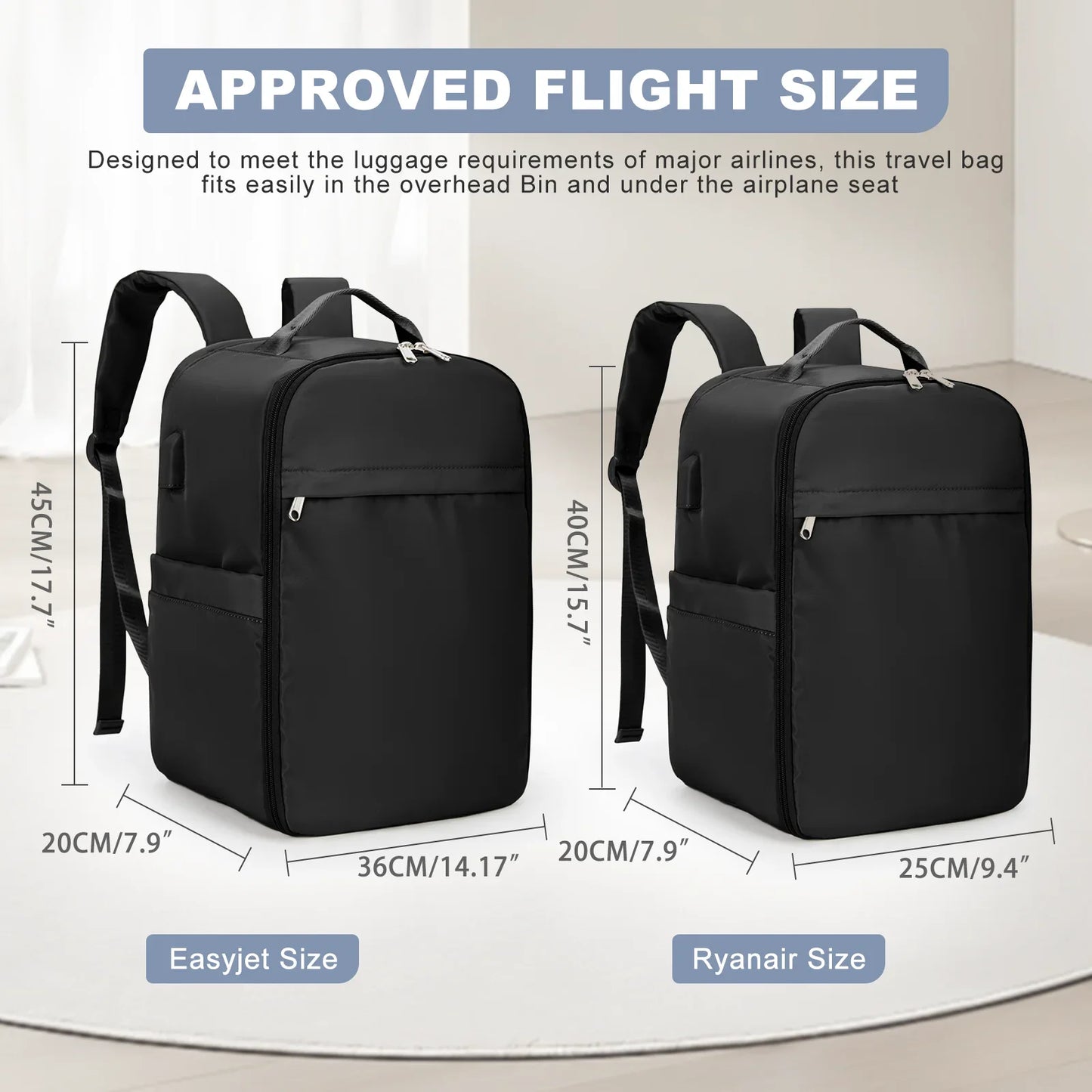 Ryanair-Sac à dos pour ordinateur portable, bagage à main, sac de voyage, 40x20x25, 45x36x20, Easyjet Cabin, femmes et hommes