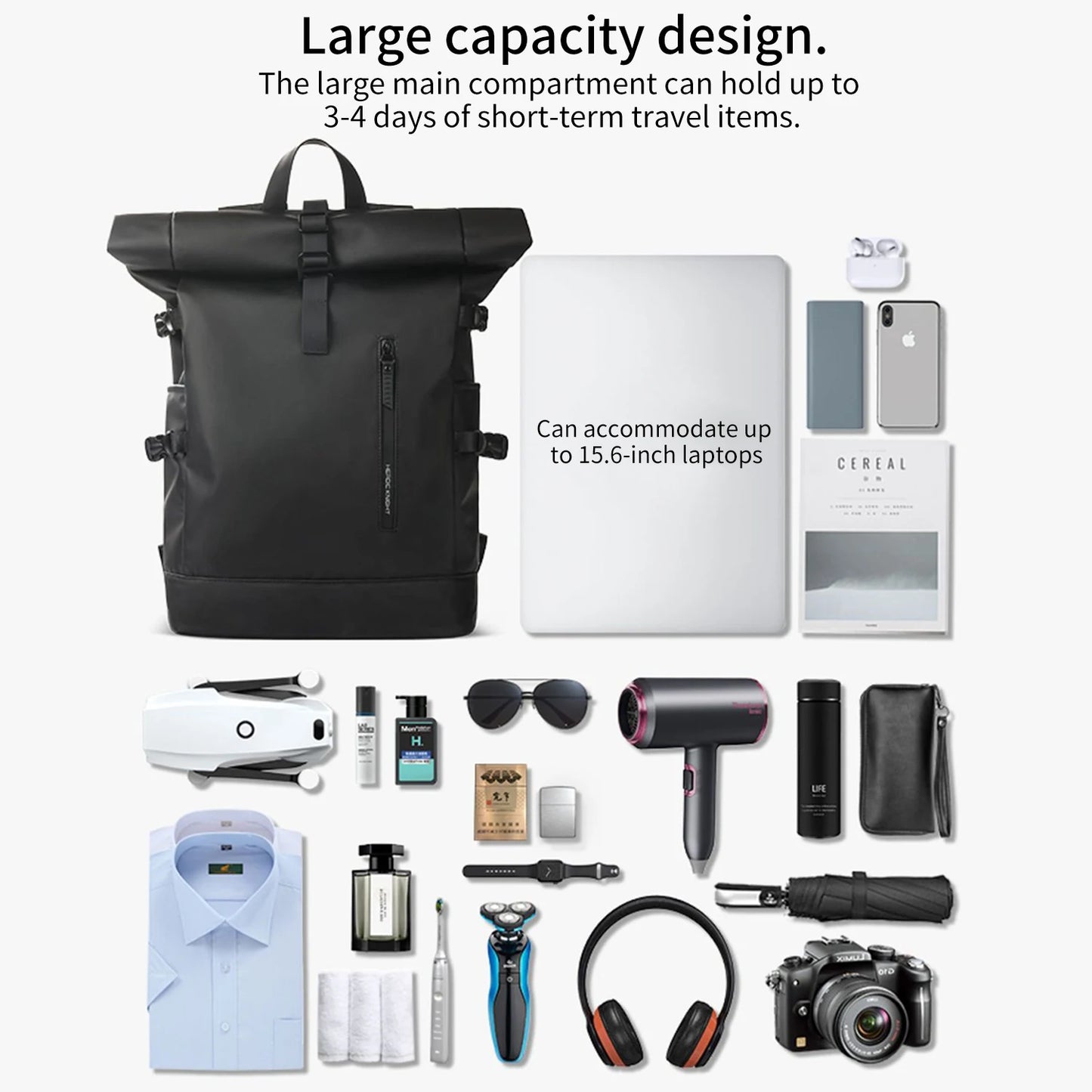 Expandable and waterproof travel backpack
