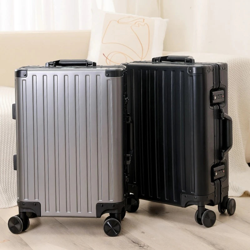 Bagages durables en alliage d'aluminium Magnalium pour hommes et femmes, bagage à main de grande capacité, voyage d'embarquement, nouveau, 2024, 20, 24, 26 et 28 pouces
