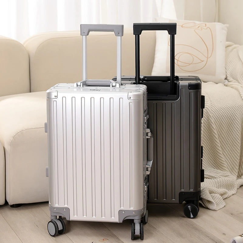 Bagages durables en alliage d'aluminium Magnalium pour hommes et femmes, bagage à main de grande capacité, voyage d'embarquement, nouveau, 2024, 20, 24, 26 et 28 pouces