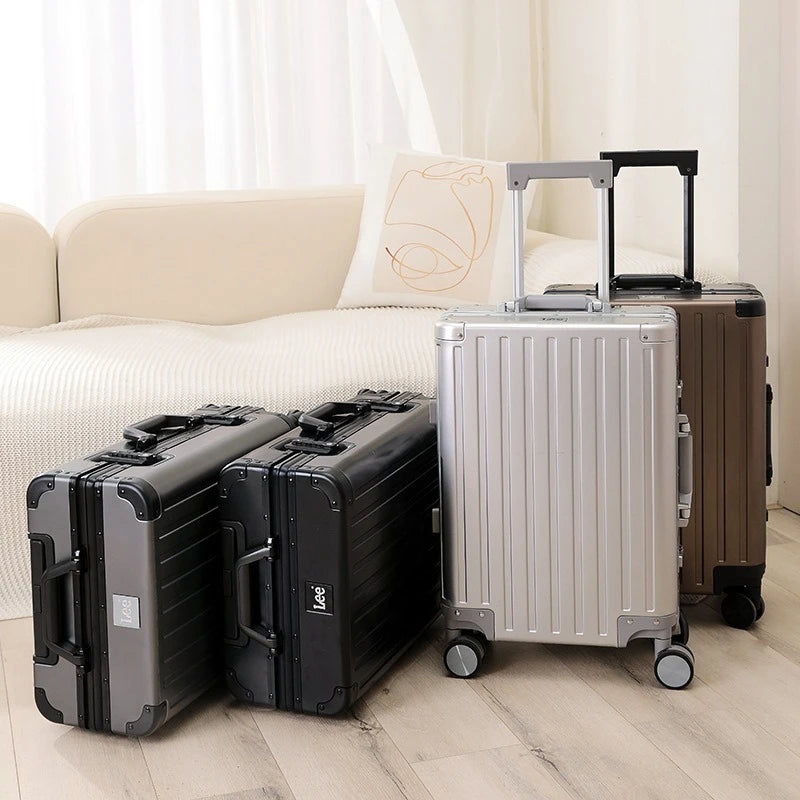 Bagages durables en alliage d'aluminium Magnalium pour hommes et femmes, bagage à main de grande capacité, voyage d'embarquement, nouveau, 2024, 20, 24, 26 et 28 pouces multi-coleurs