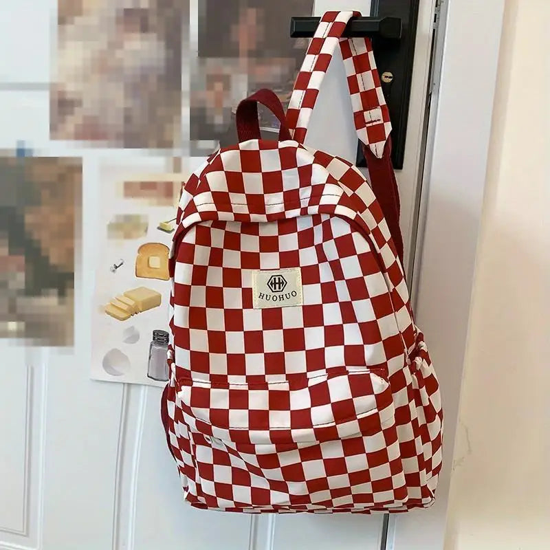 Cartables pour collégiennes, lycéens, lycéens, collégiens, sacs à dos pour filles de style ins, sacs à dos en damier pour filles, cinq couleurs en option, rouge