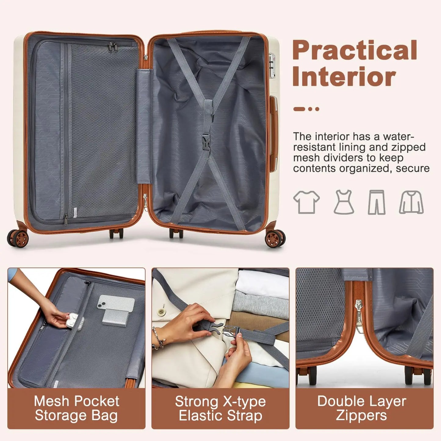 Ensemble de bagages 3 pièces coque rigide ABS de haute qualité