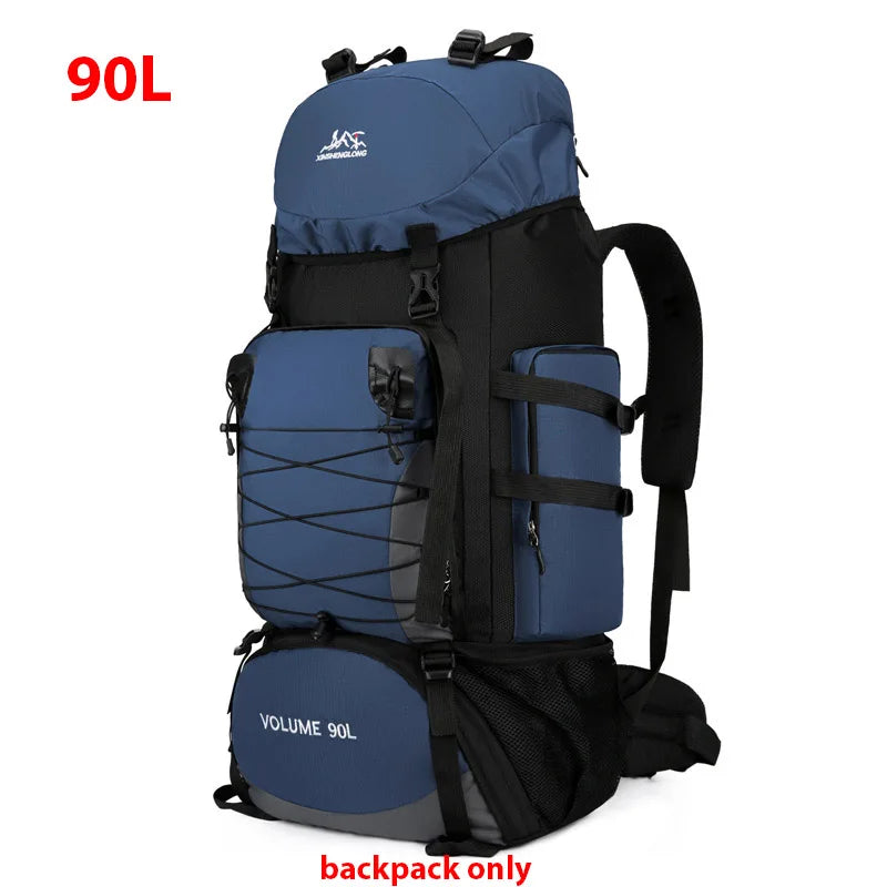 Grand Sac à Dos de Voyage pour Camping, Randonnée, Armée, Escalade, Alpinisme, dehors, Extérieur, Homme et Femme, 90L bleu