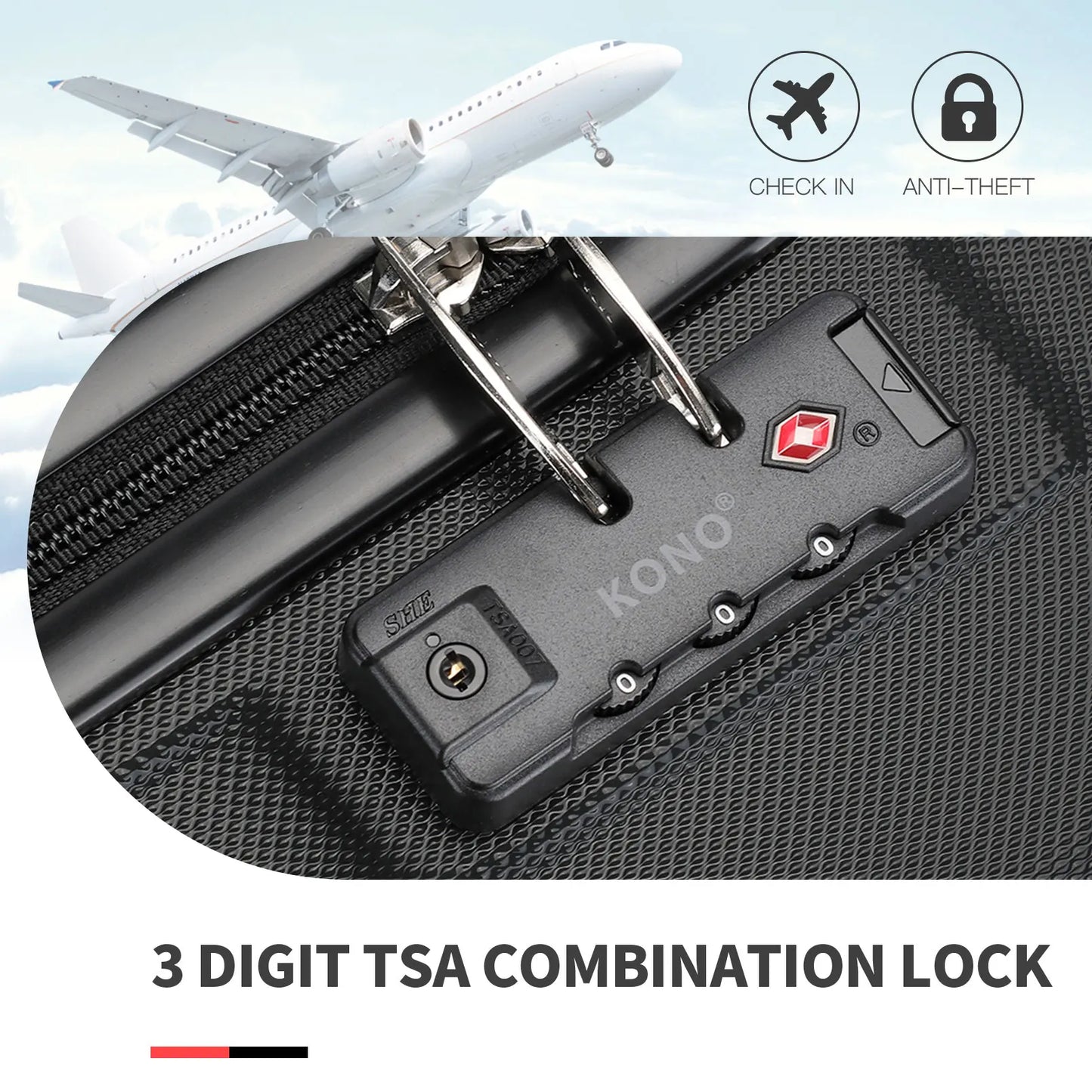 Grande Valise Hardshell Légère, Valise Trolley payée ity L, 4 Roues Jumelles, Serrure TSA, Matériau ABS