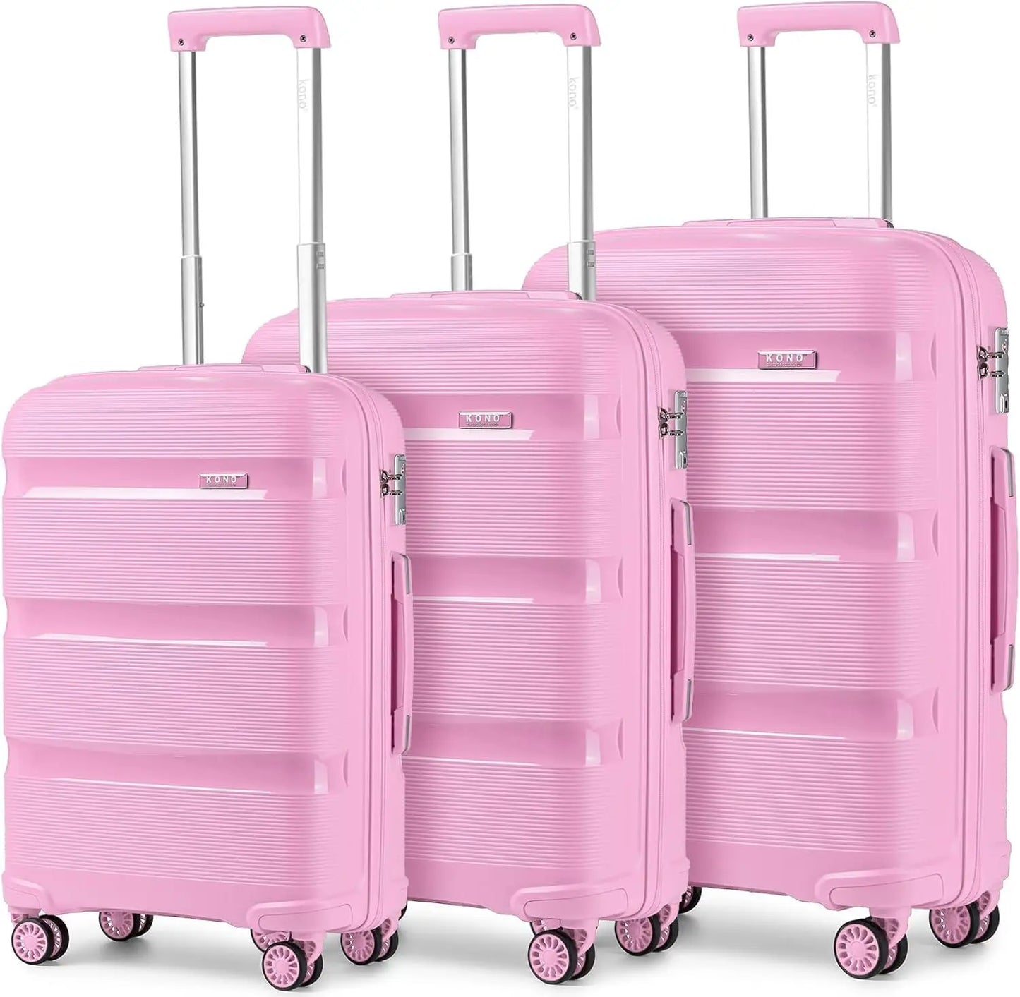3 valise de voyage en PP avec 4 roulettes rotatives