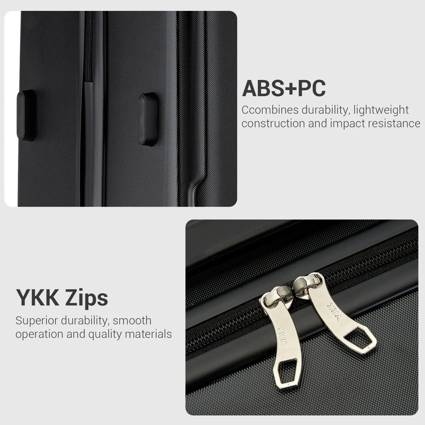Valise légère à coque rigide en PC et ABS avec serrure TSA, zipper de qualité