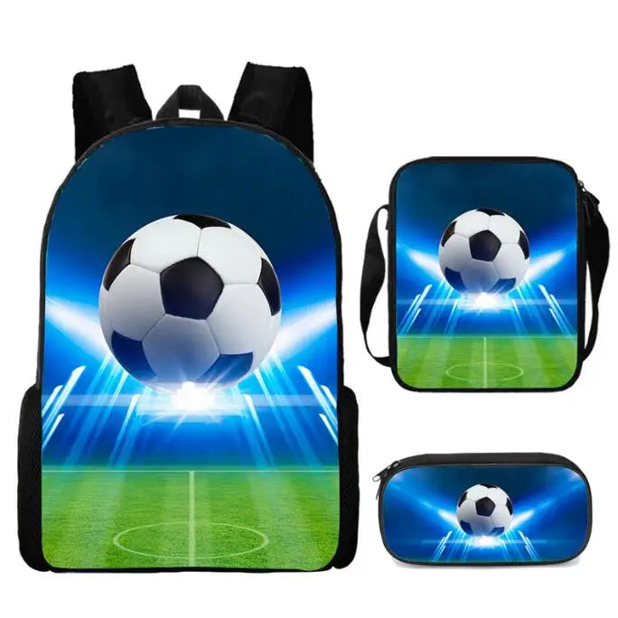 3 pieces sac d'école de Football d'impression 3D élèves du primaire et du secondaire