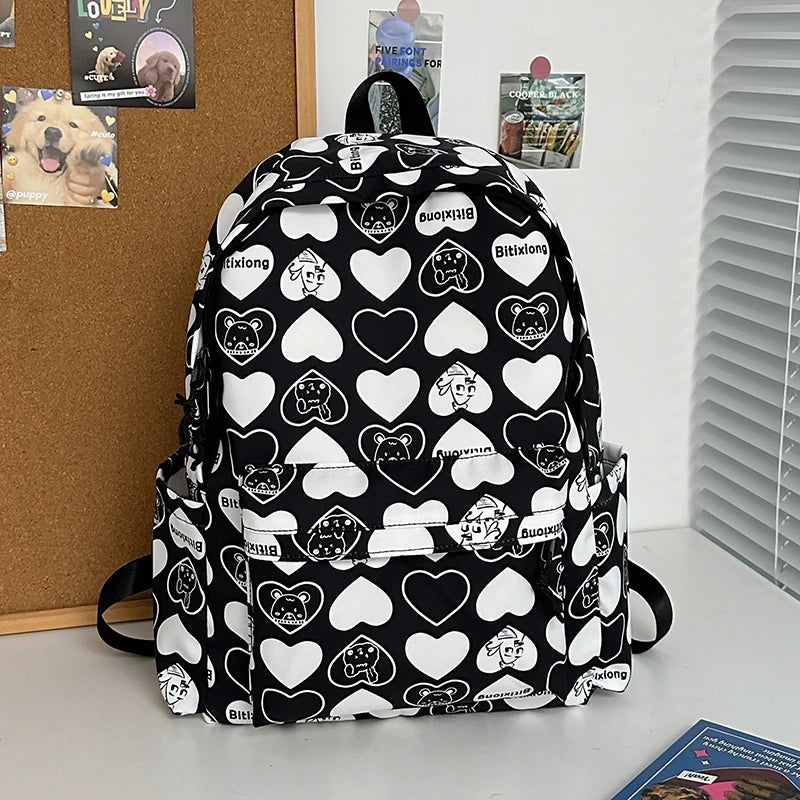 Heart Pattern Student School Bag