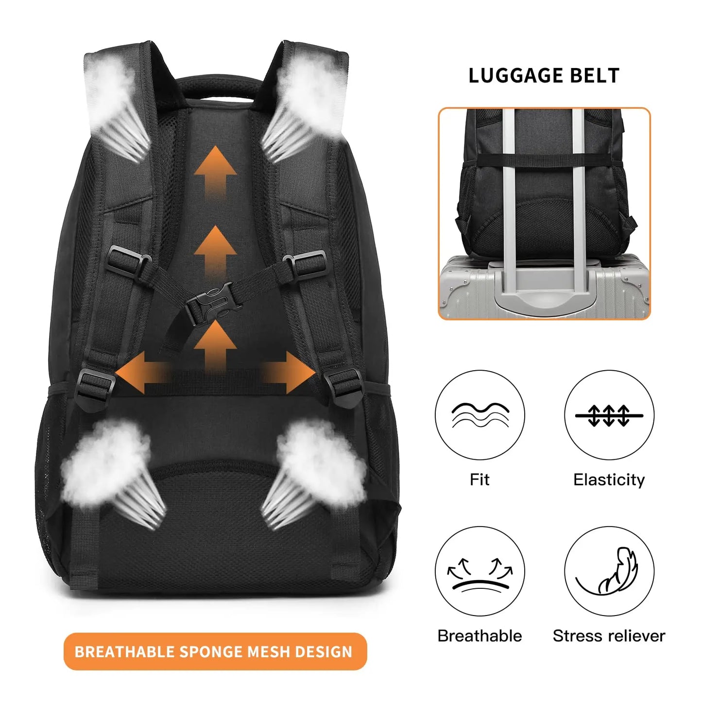 Sac à dos pour ordinateur portable pour les affaires et les voyages, port de charge USB, léger et grand, idéal pour le travail et l'université