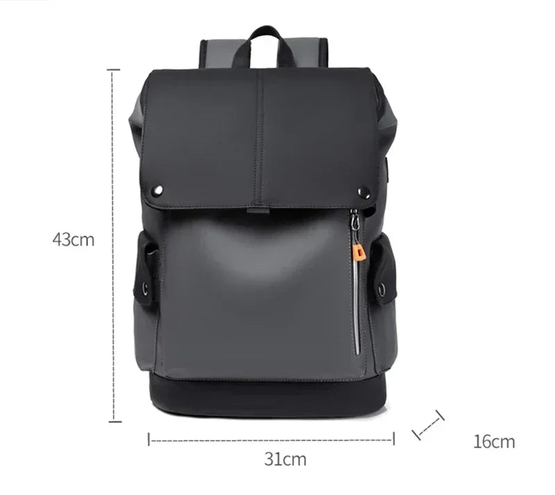 Grand sac à dos étanche en cuir PU pour ordinateur portable
