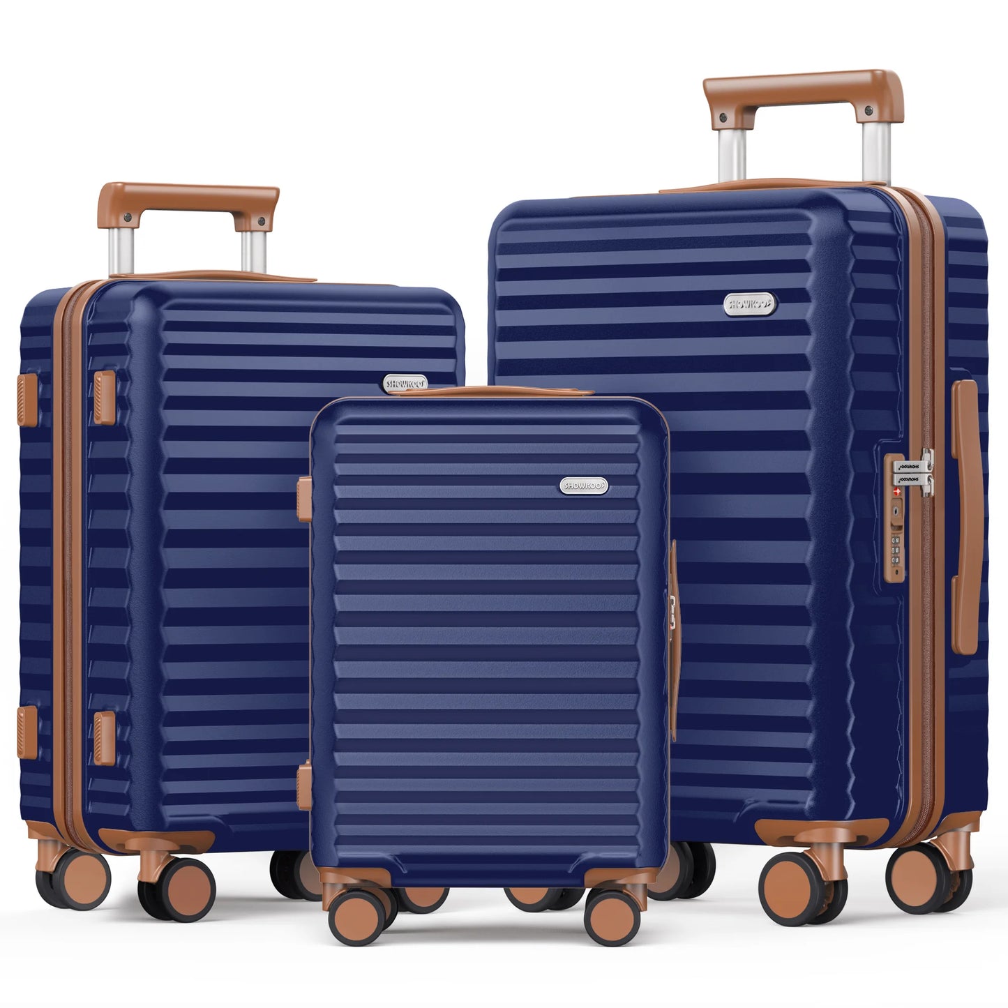 3 hard and expandable travel suitcases