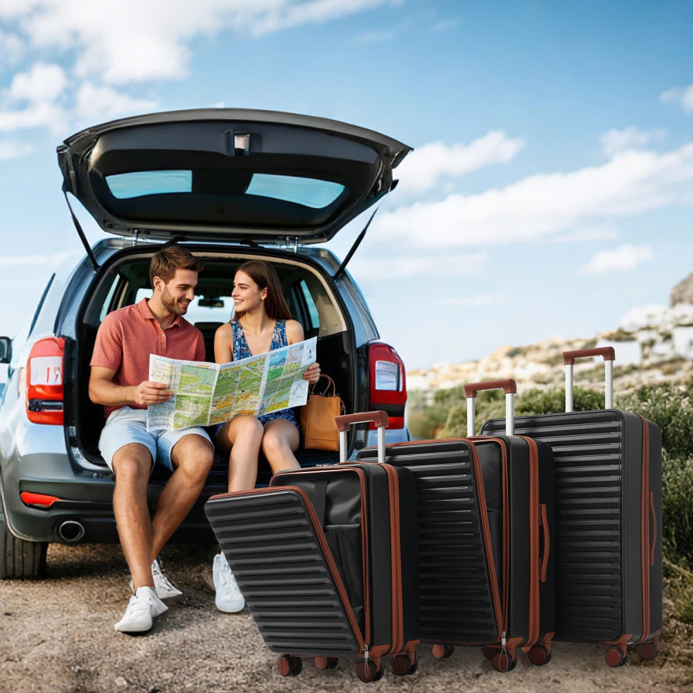 Ensemble innovant de 3 valises s'ouvrant par l'avant