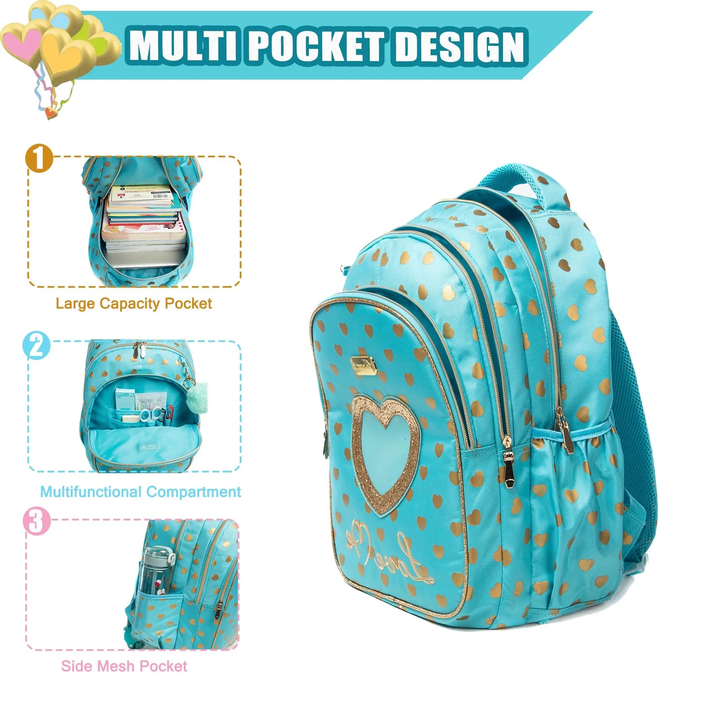Sac à dos avec sac à déjeuner et trousse