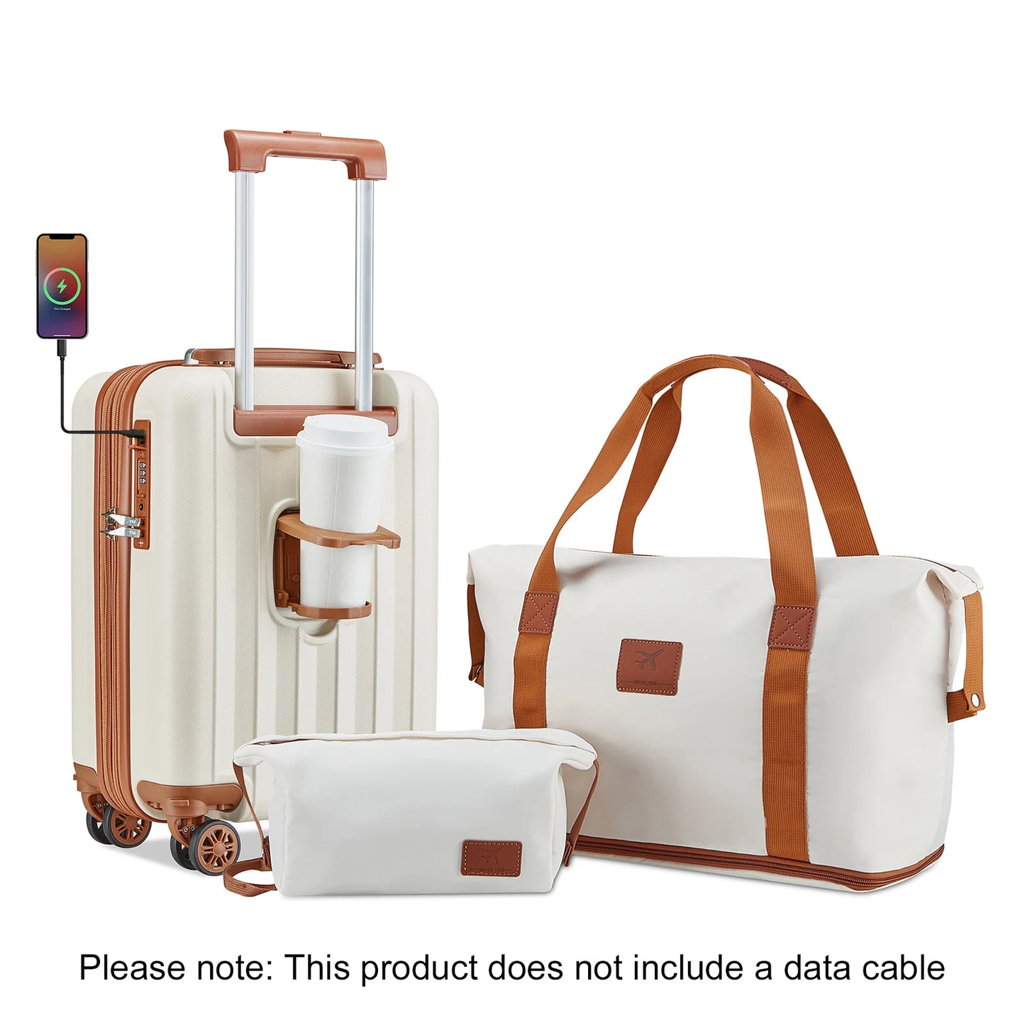 Ensemble de valises à main extensibles en ABS avec sac de voyage