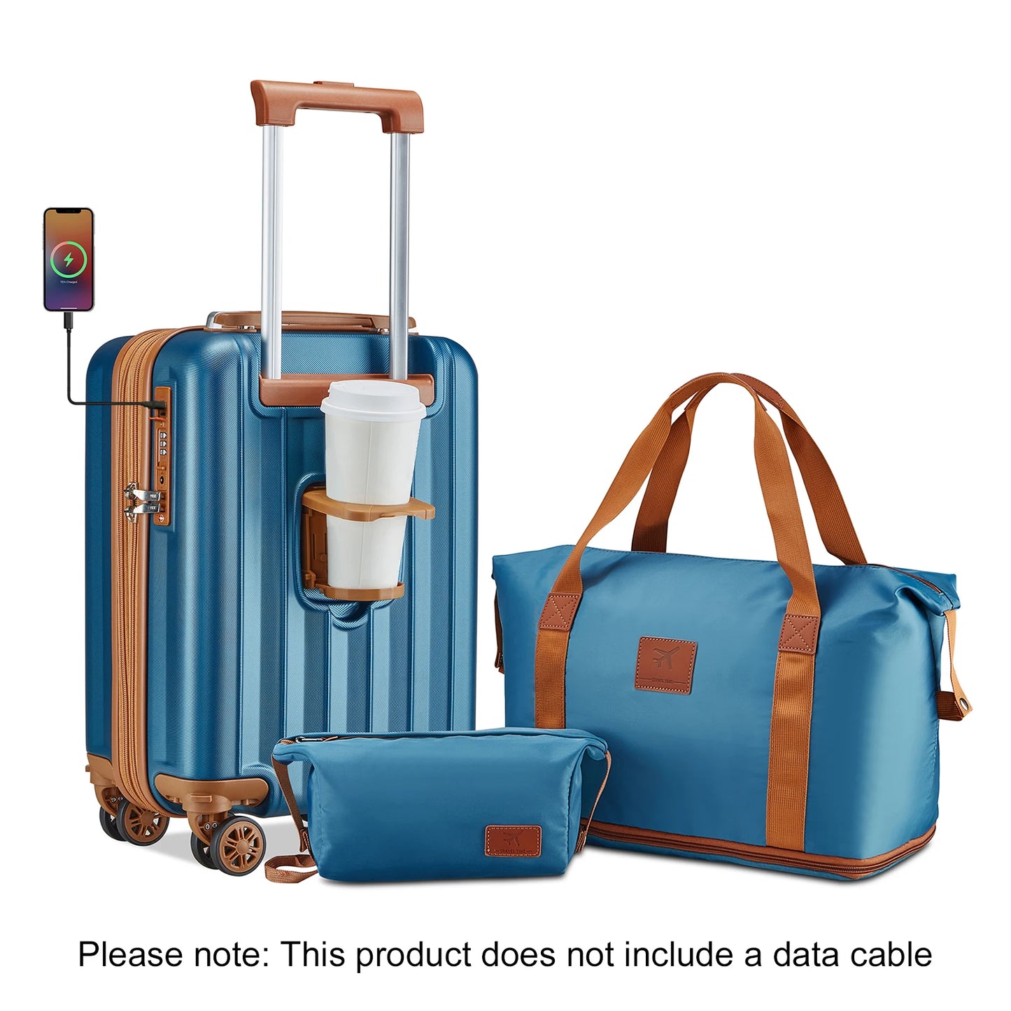 Ensemble de valises à main extensibles en ABS avec sac de voyage