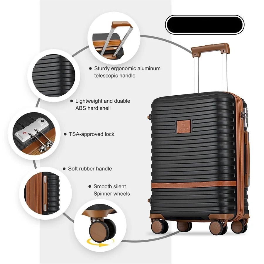 ensemble de bagages avec roulettes et serrure TSA, coque rigide, légère et durable