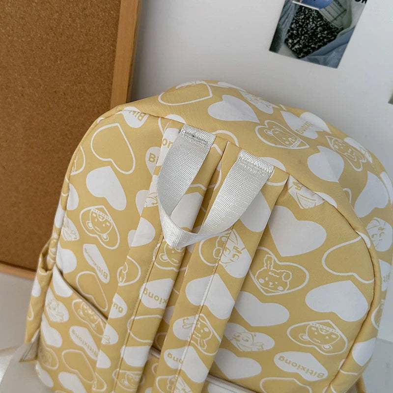 Heart Pattern Student School Bag