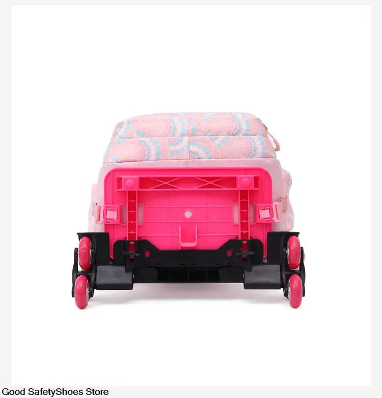 Sac à Dos d'École à Roulettes pour Fille, Cartable Étanche avec Roulettes pour Enfant