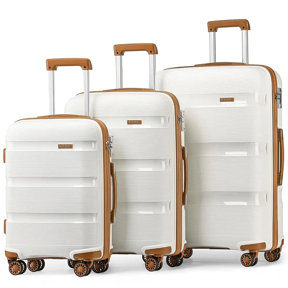 3 valise de voyage en PP avec 4 roulettes rotatives