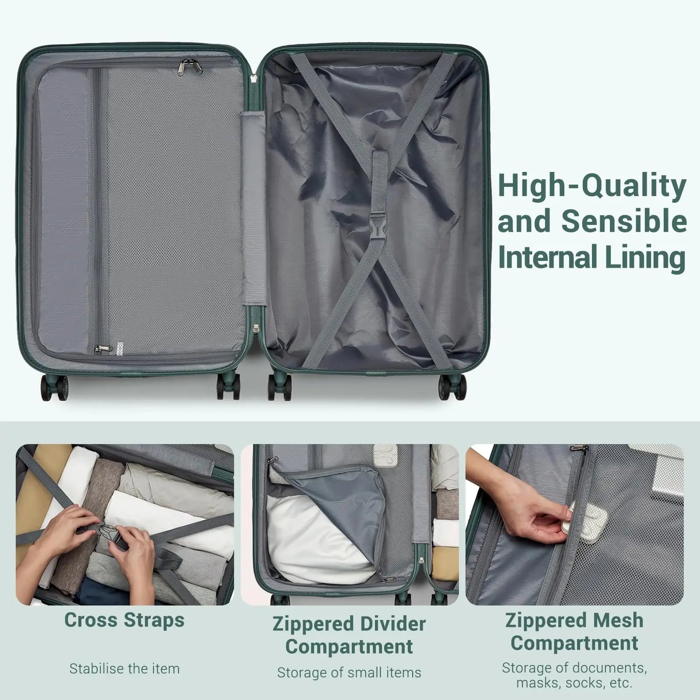 Lightweight, hard-shell suitcase, 3 pieces