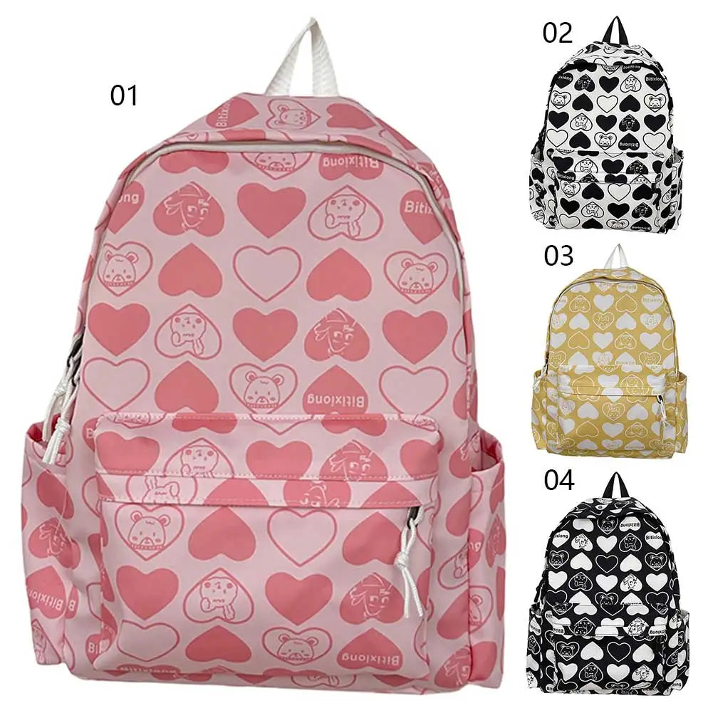 Heart Pattern Student School Bag