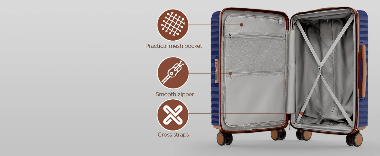 3 hard and expandable travel suitcases