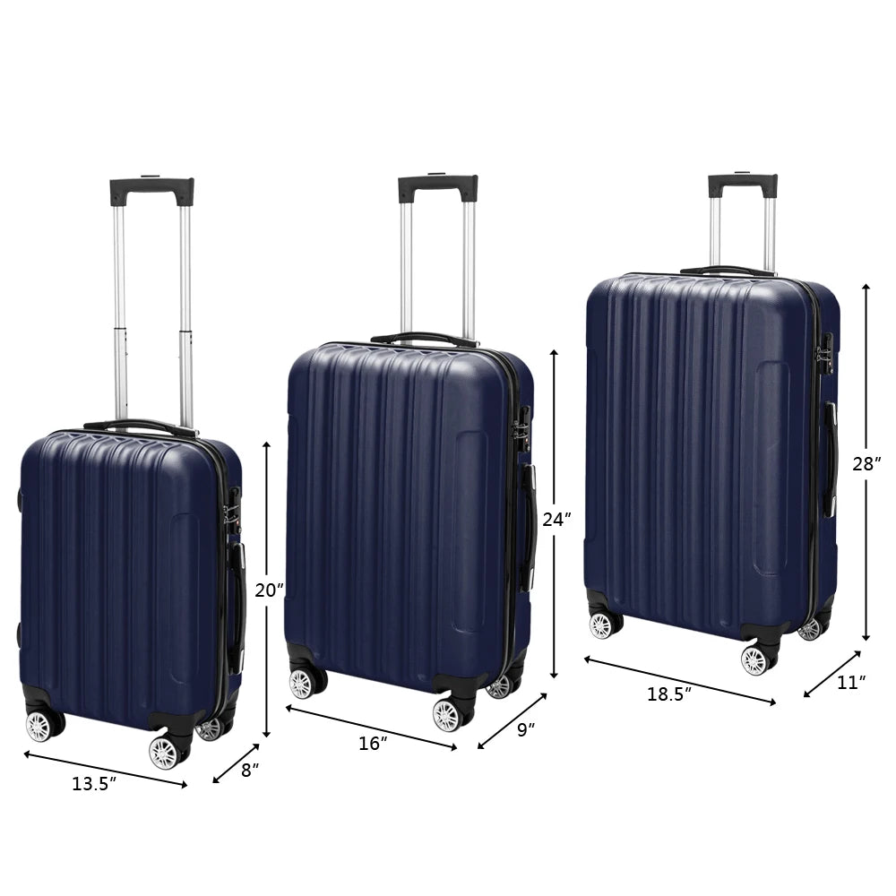 Ensemble de 3 valises à roulettes de voyage avec serrure