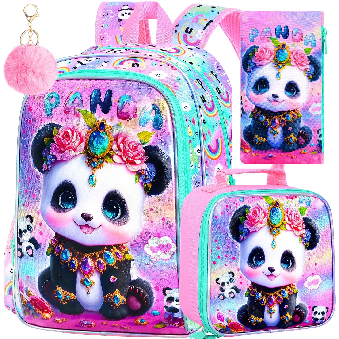 Primary school bag on wheels with lunch bag