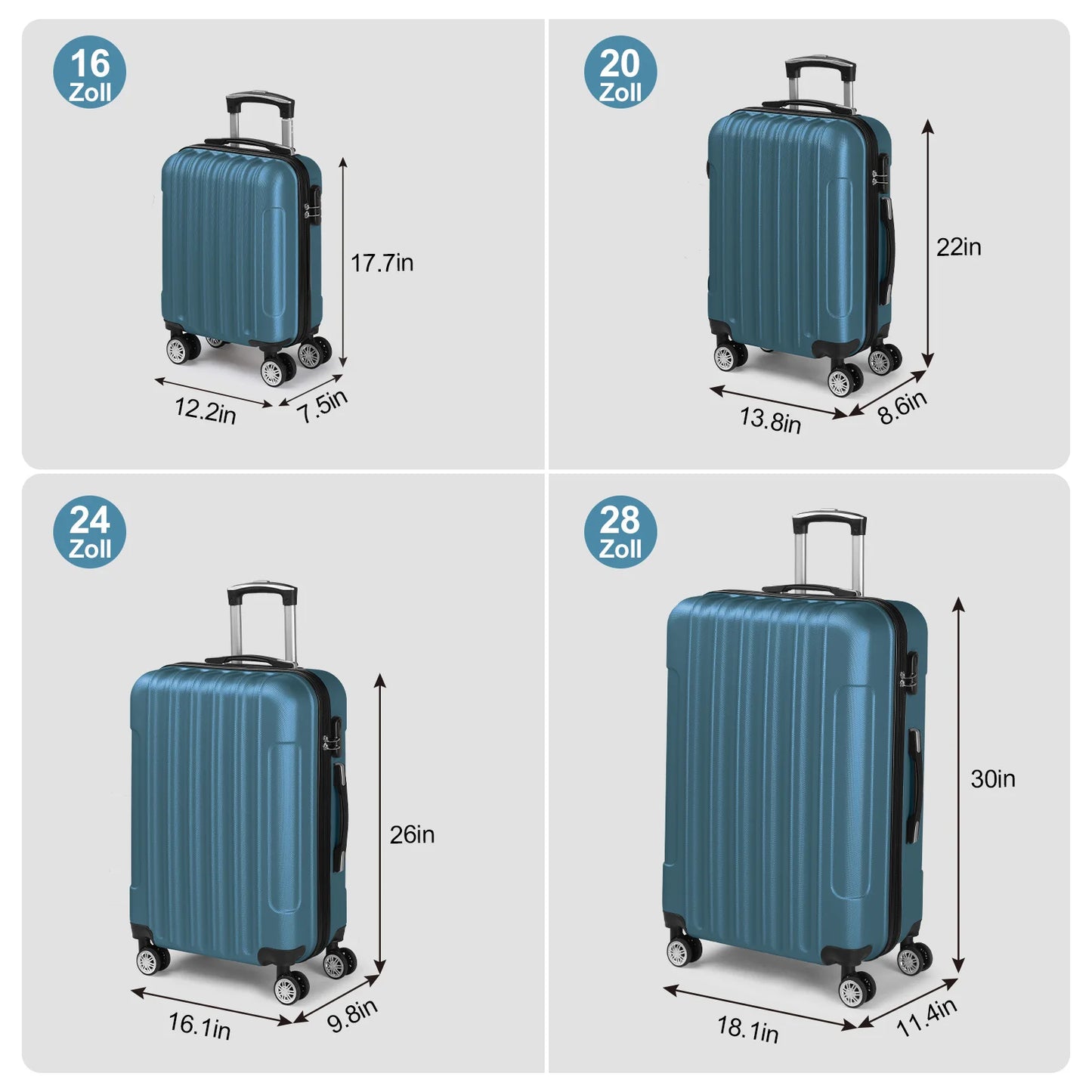 ABS luggage, 4 pieces per set