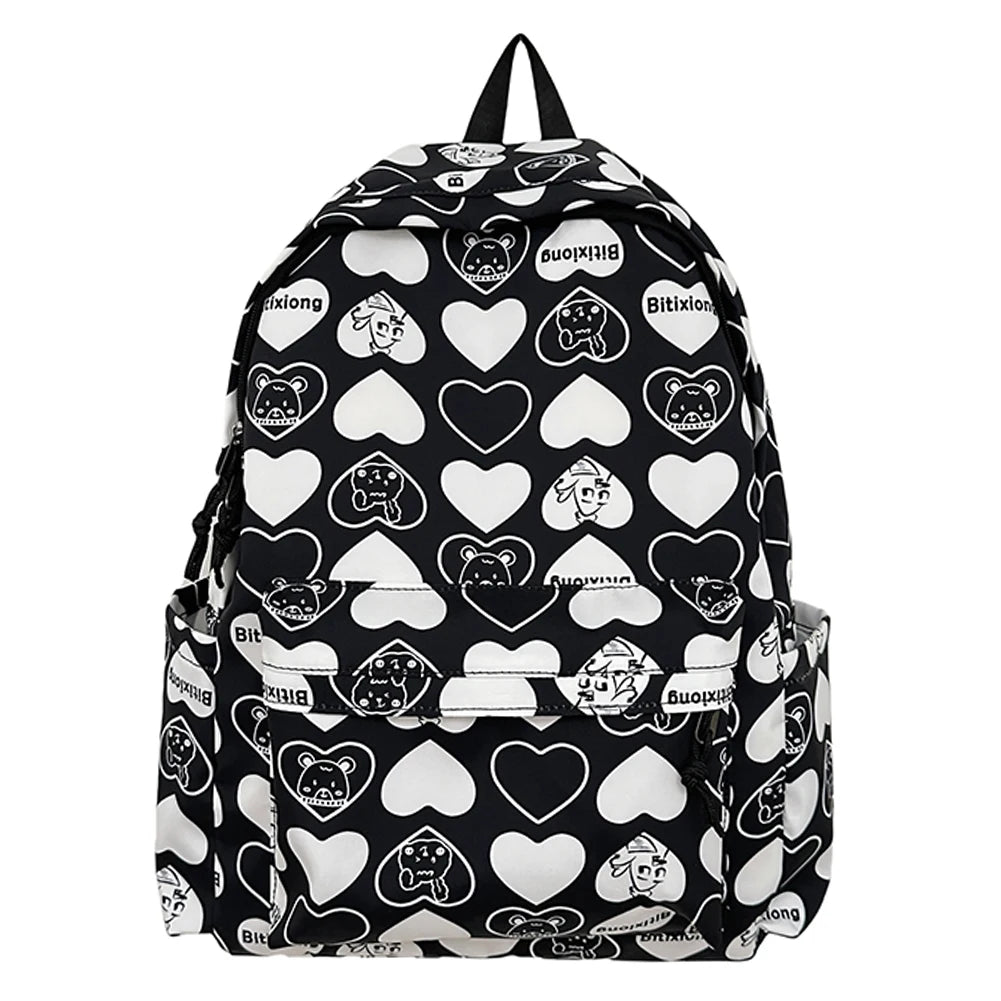 Heart Pattern Student School Bag