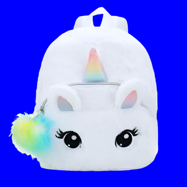 Sac à Dos d'École en Peluche Douce de Dessin Animé licorne, Mini Cartable Mignon blanc
