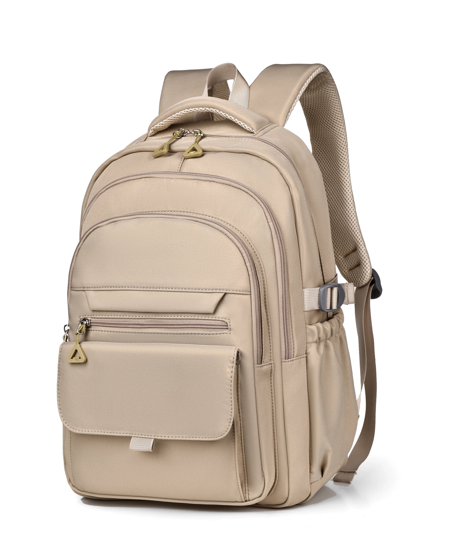 Sac à Dos Oxford Multicouche Imperméable de Grande Capacité, Simple, pour Étudiant Hors Ville, beige
