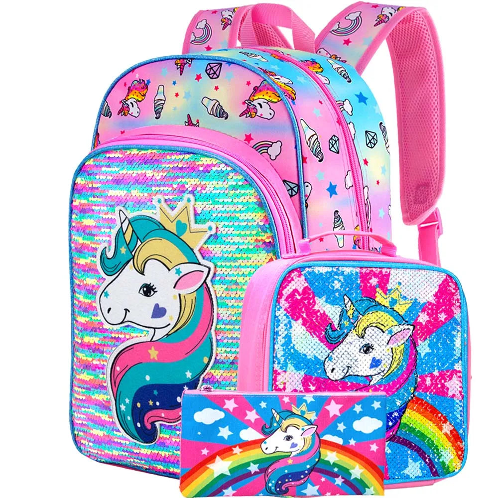 Sac à dos arc-en-ciel à paillettes