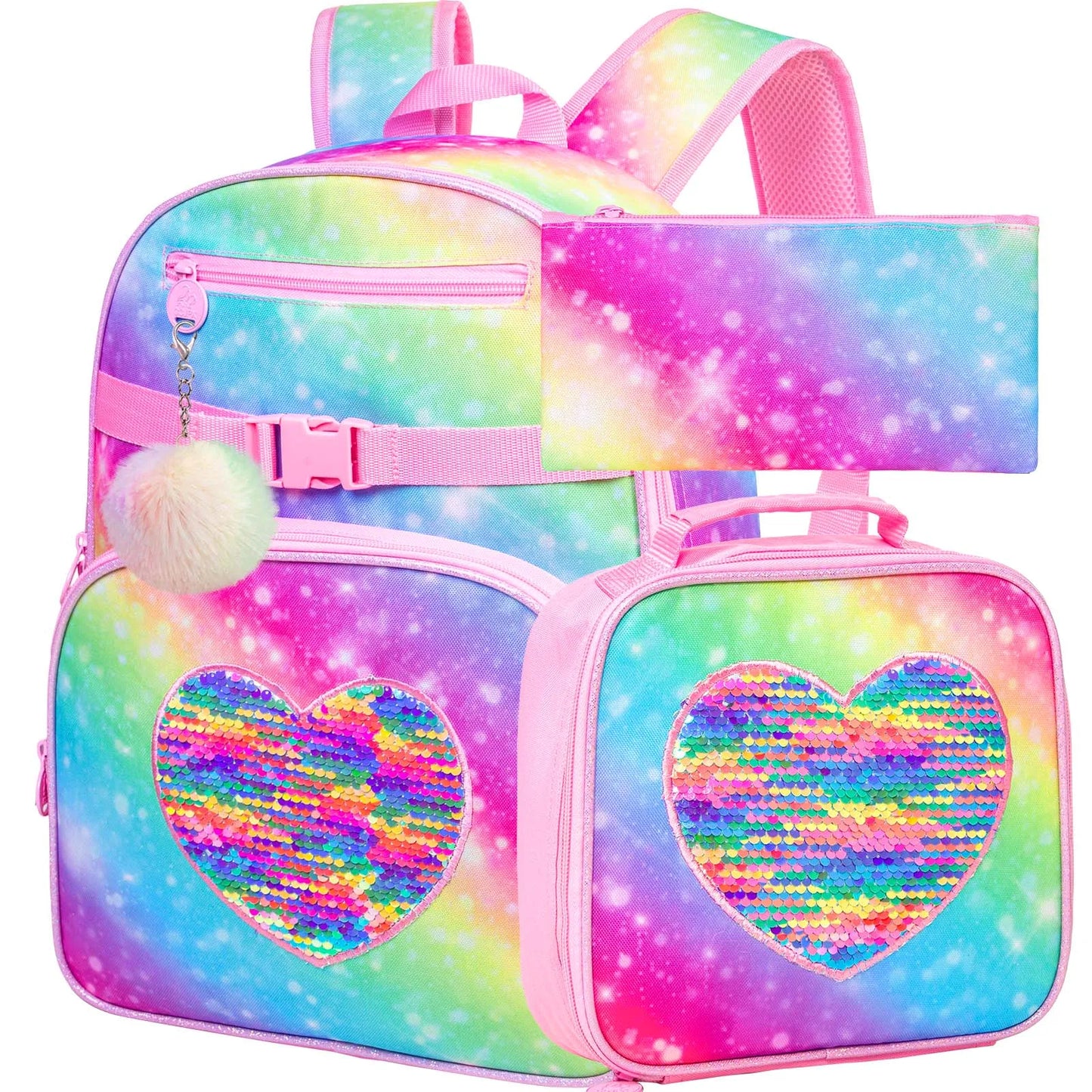 Sac à dos arc-en-ciel à paillettes pour filles