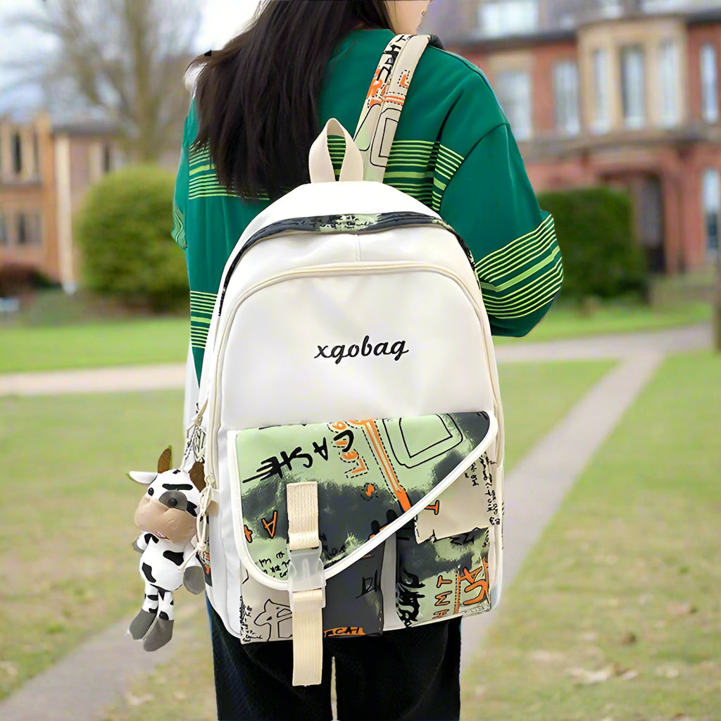Sac à dos d'école en toile vintage pour filles, sac à livres esthétique avec poches cachées, sac d'université léger pour le sport, la salle de sport