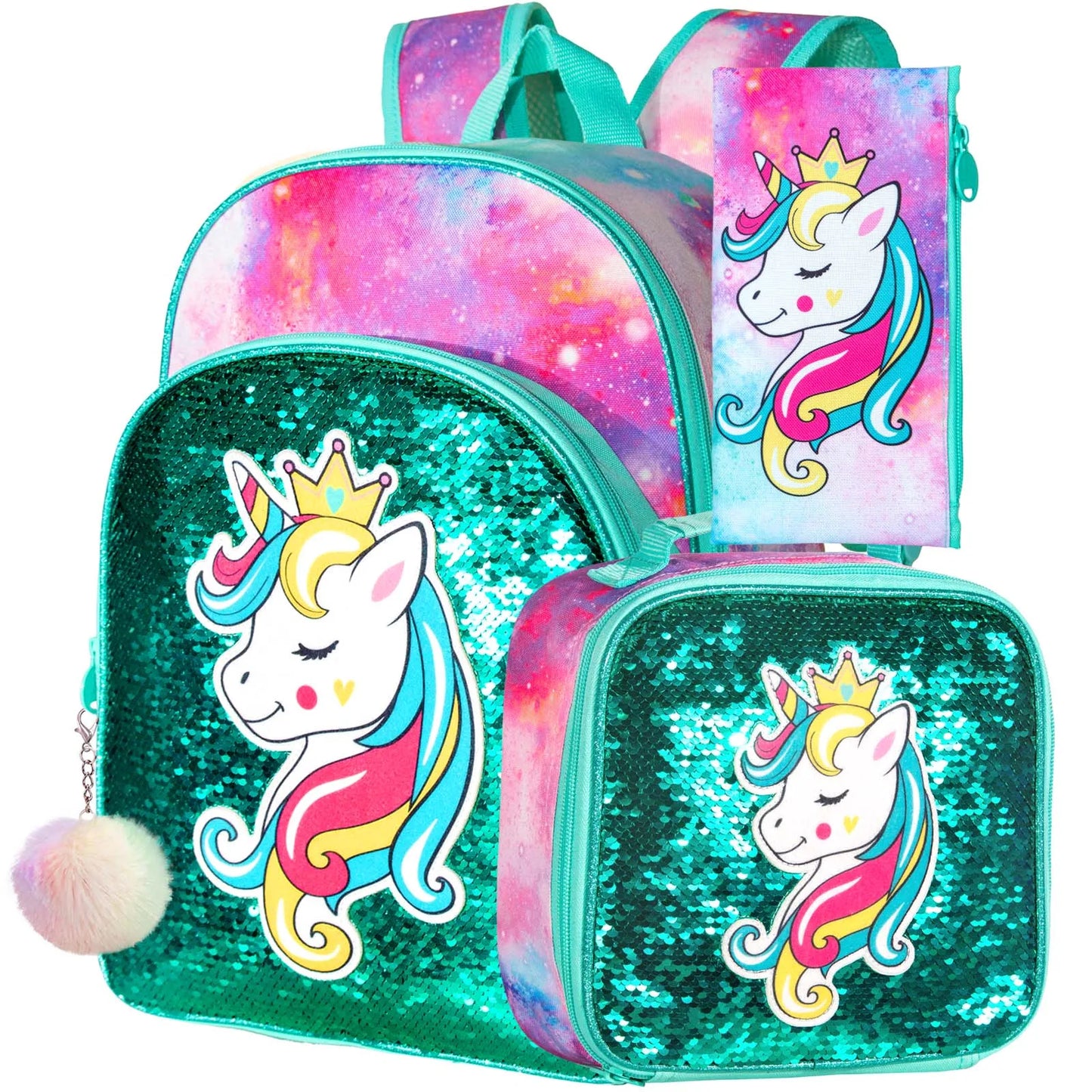 Sac à dos arc-en-ciel à paillettes licorne