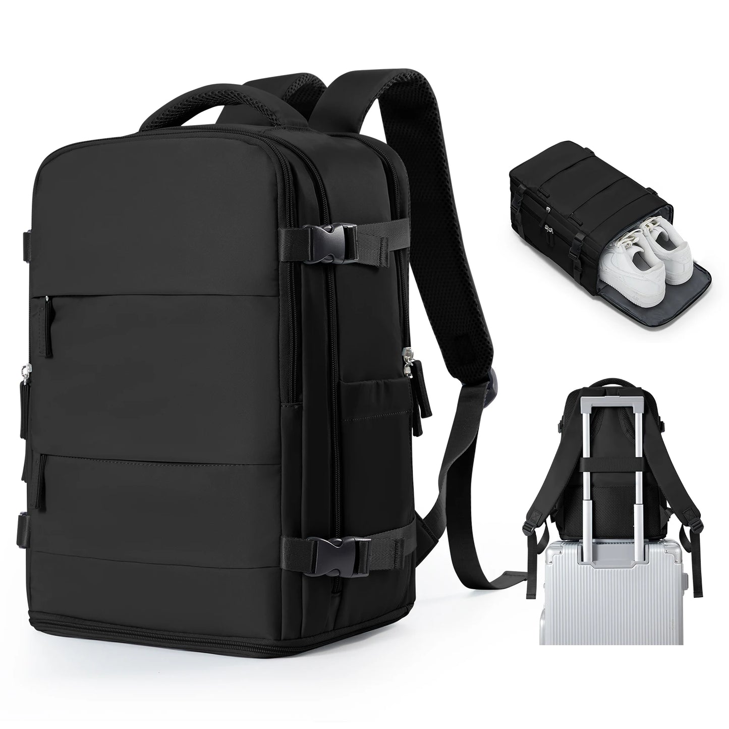 Sac à dos noir de voyage pour femmes et hommes