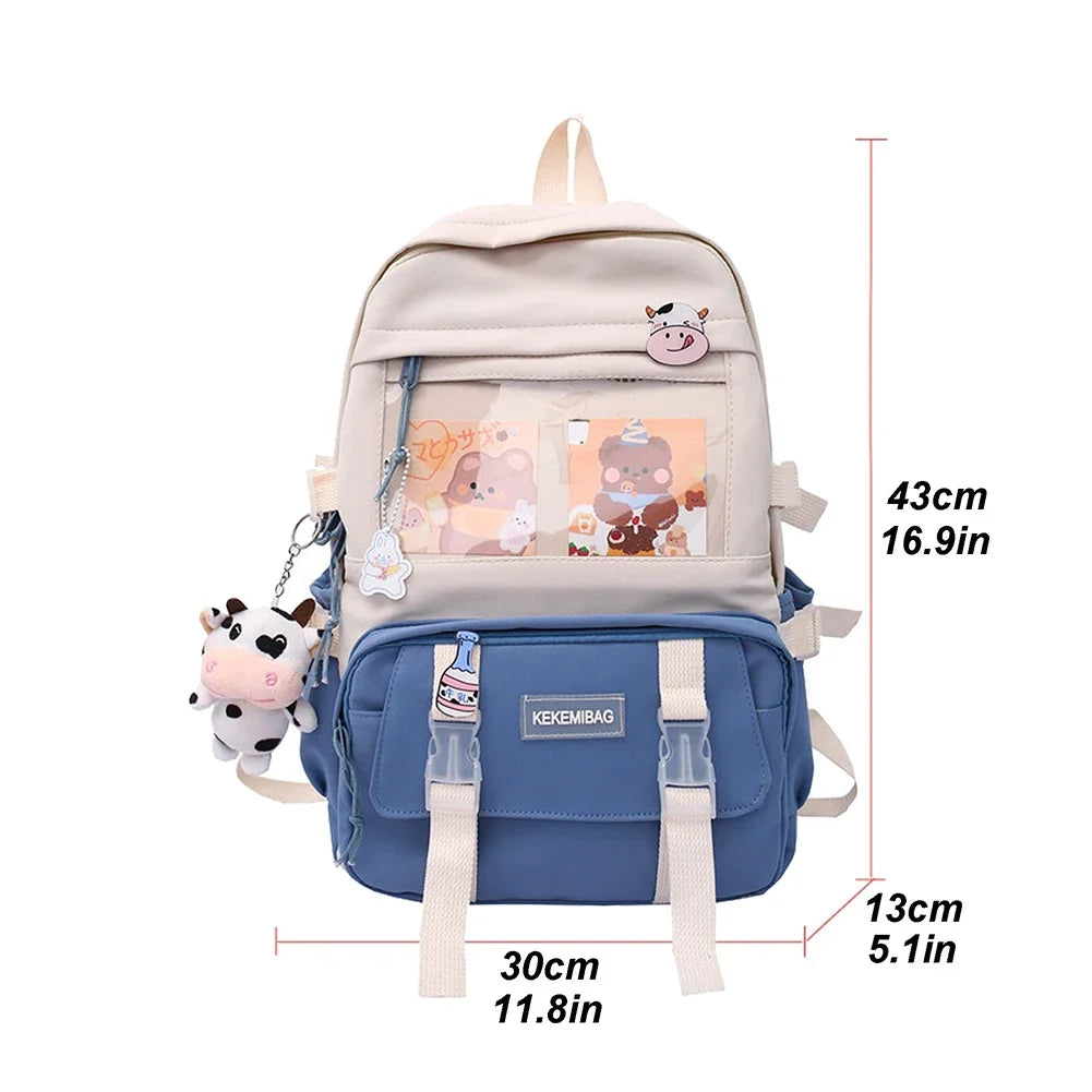 Sac à dos esthétique japonais pour filles, sacs d'école mignons pour étudiants, adolescentes, poches, sac à dos pour ordinateur portable Kawaii pour femmes, Harajuku Mochila