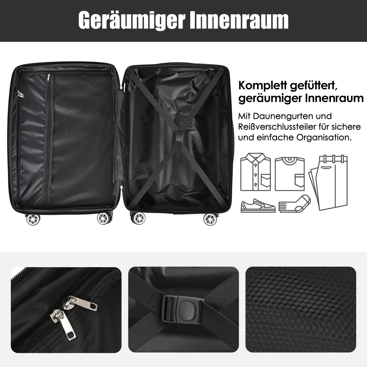 Ensemble de 3 pièces chariot ABS dur 20", 24", 28"