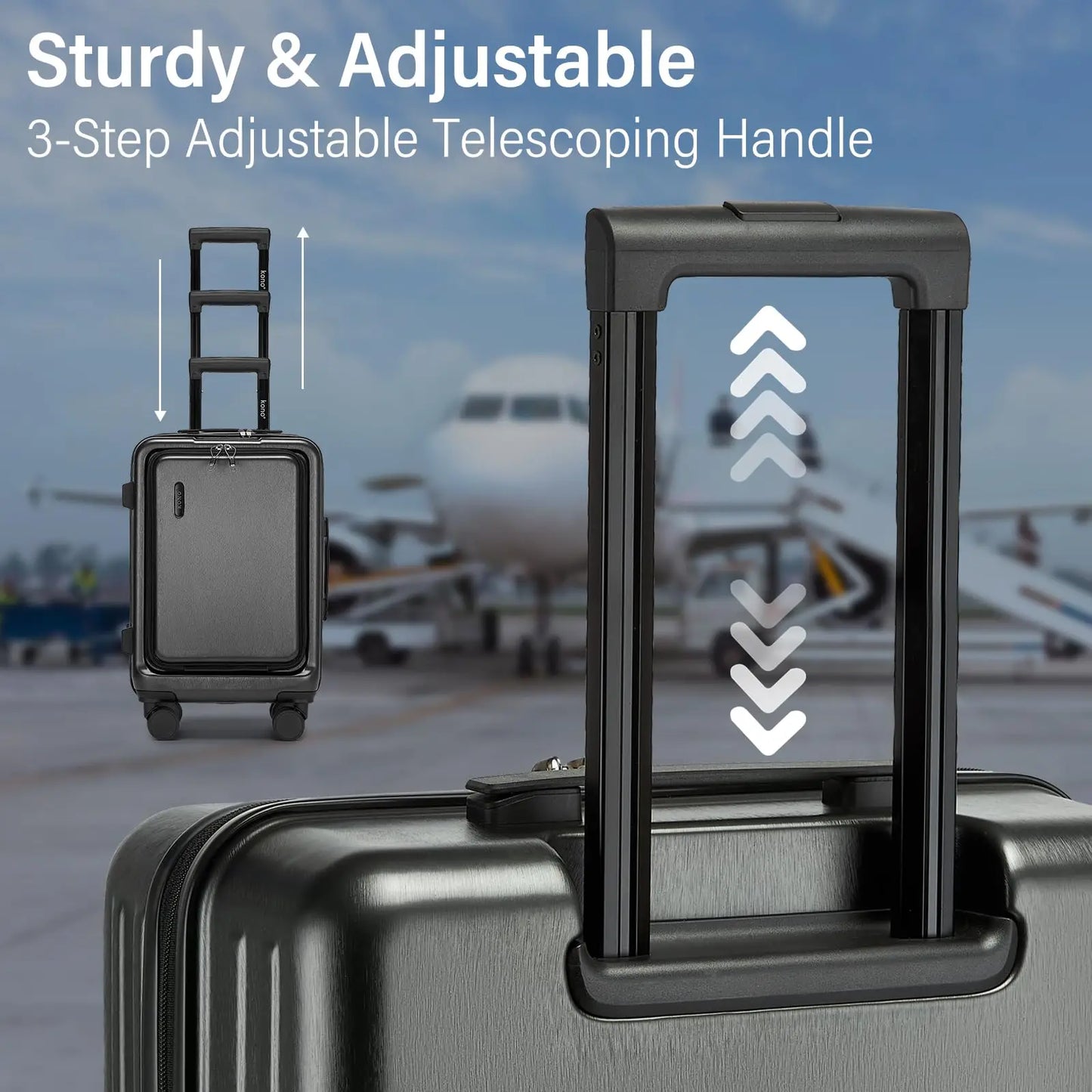 Set of 4 sturdy suitcases with telescopic handle
