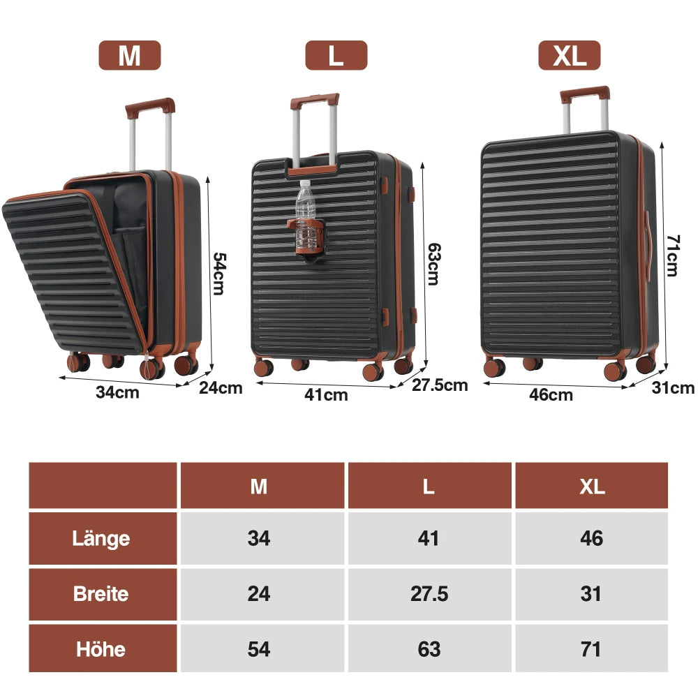 Ensemble innovant de 3 valises s'ouvrant par l'avant