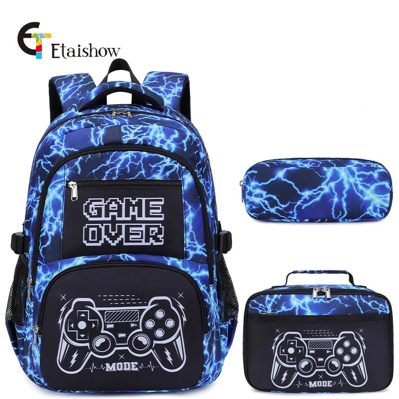 Sac à dos pour garçon avec sac à déjeuner et trousse à crayons 3 pièces