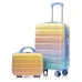 Valise à roulettes bicolore et sac de maquillage 14 pouces