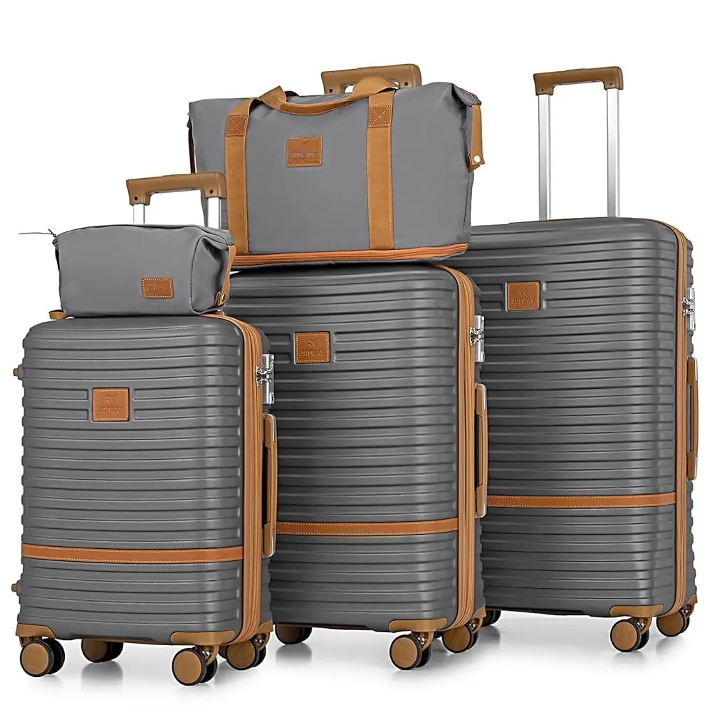 ensemble de bagages, 5 pieces, gris