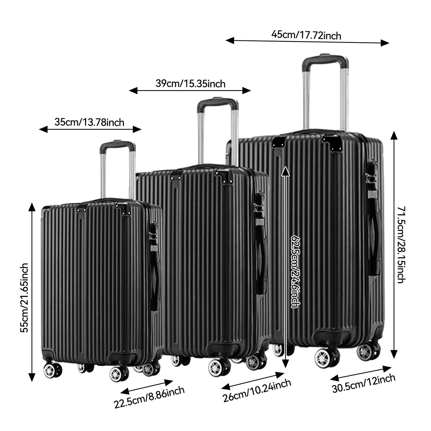 Valise à roulettes 3 pièces 21, 24 et 28 pouces