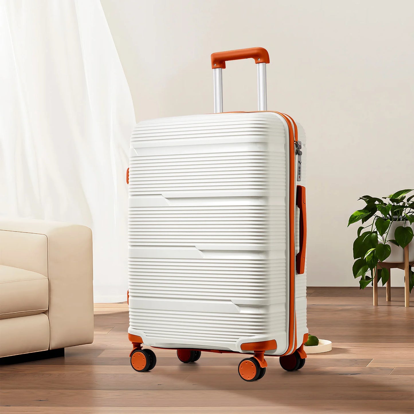 Valise de voyage roulante pour hommes et femmes, valise à roulettes, cabine d'embarquement, bagage à main, nouveau design, 20 po, 24, 28, en effet beige