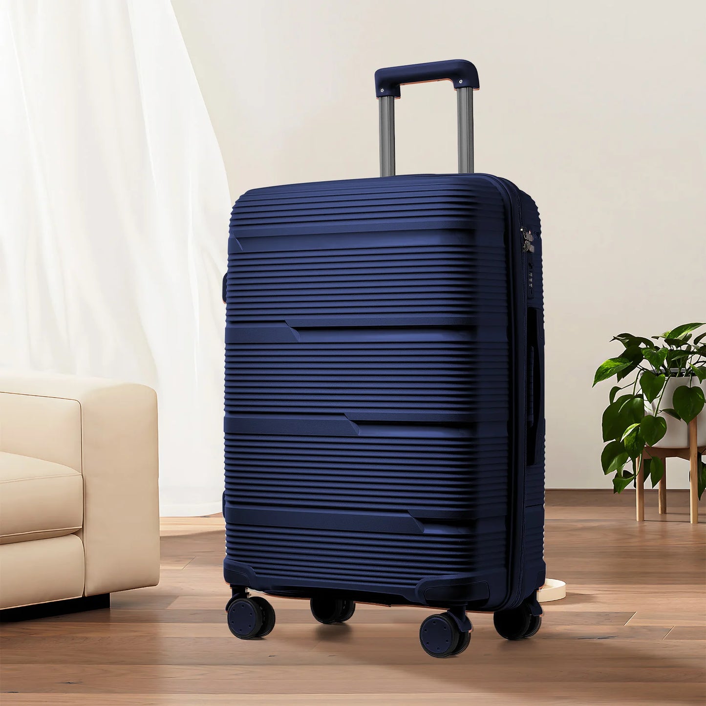 Valise de voyage roulante pour hommes et femmes, valise à roulettes, cabine d'embarquement, bagage à main, nouveau design, 20 po, 24, 28, en effet bleu