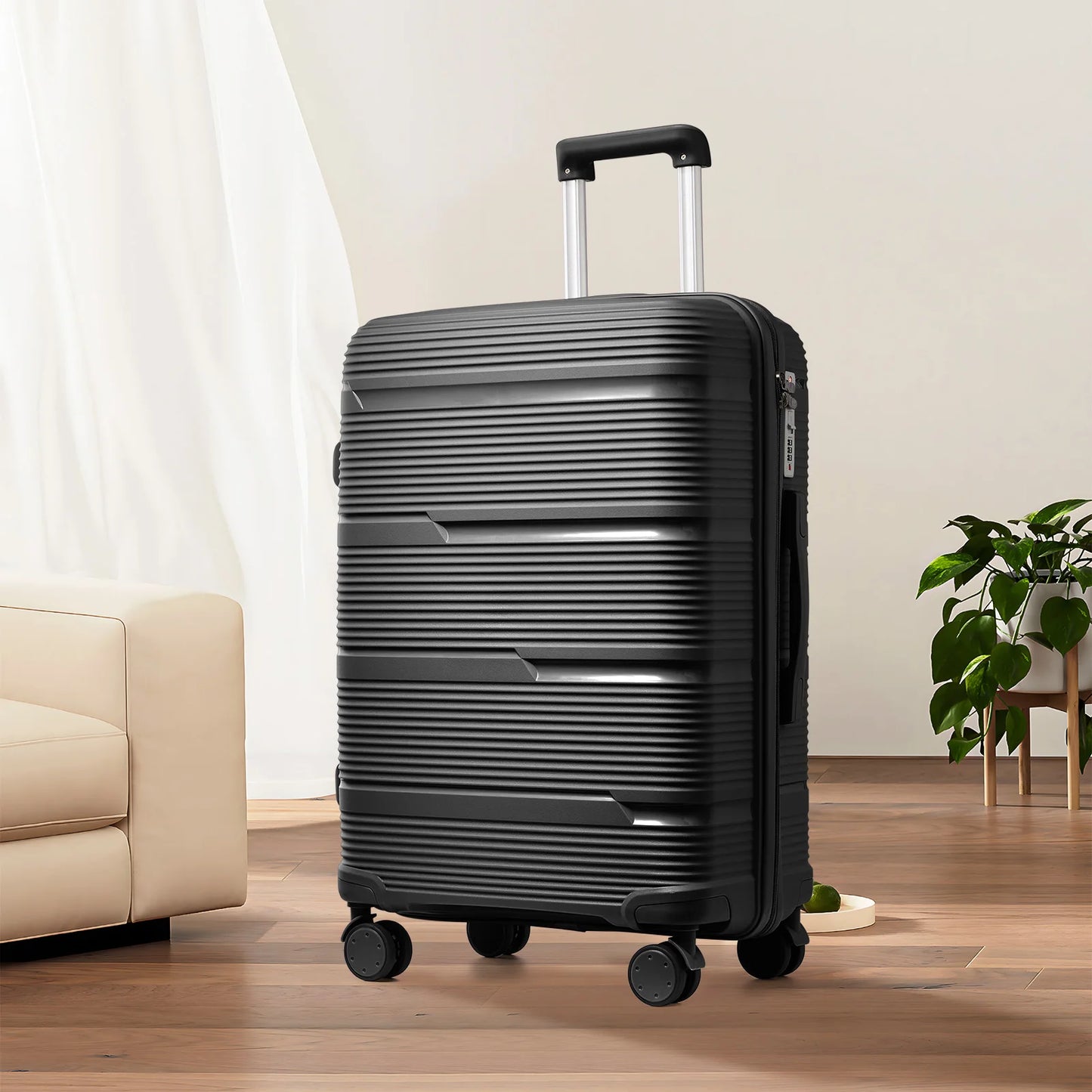 Valise de voyage roulante pour hommes et femmes, valise à roulettes, cabine d'embarquement, bagage à main, nouveau design, 20 po, 24, 28, en effet grise